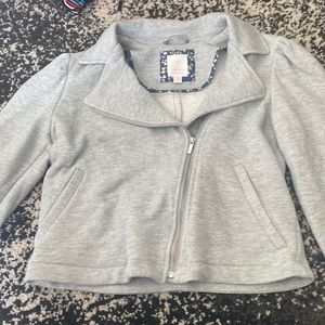 Grey sweater moto jacket